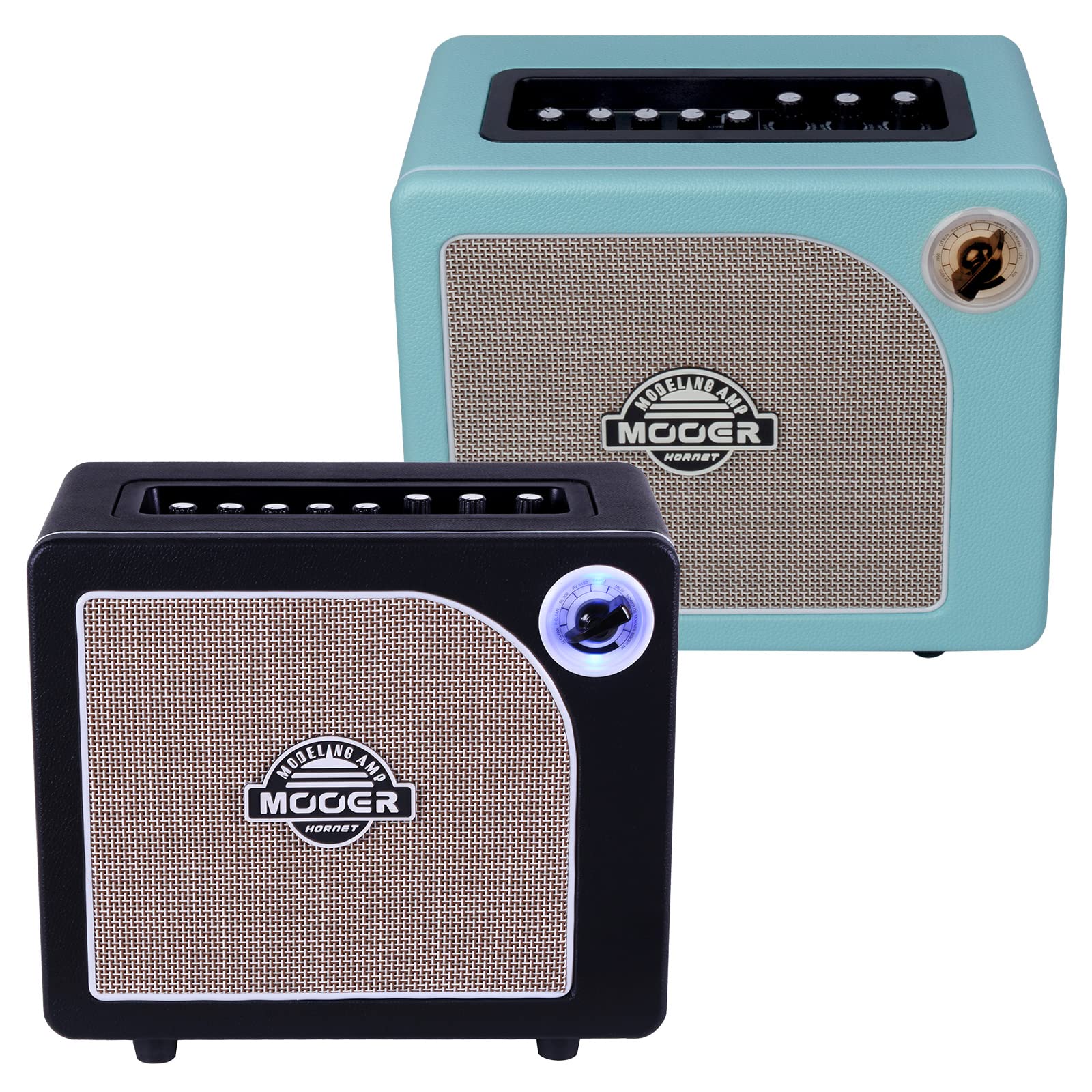 MOOER 15W Guitar Amplifier Combo with 9 Digital Amp Models - Hornet Black & Blue | Portable Electric Guitar Amp for Home Practice, Studio Recording & Live Performances