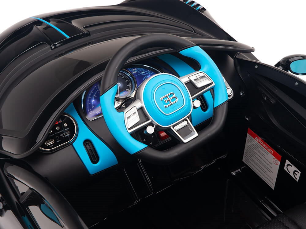 12V Bugatti Divo Kids Electric Ride-On Car with Parent Remote Control - Black Battery-Powered Toy Car for Boys & Girls - Perfect for Indoor Play, Outdoor Driveways, and Birthday Gifts