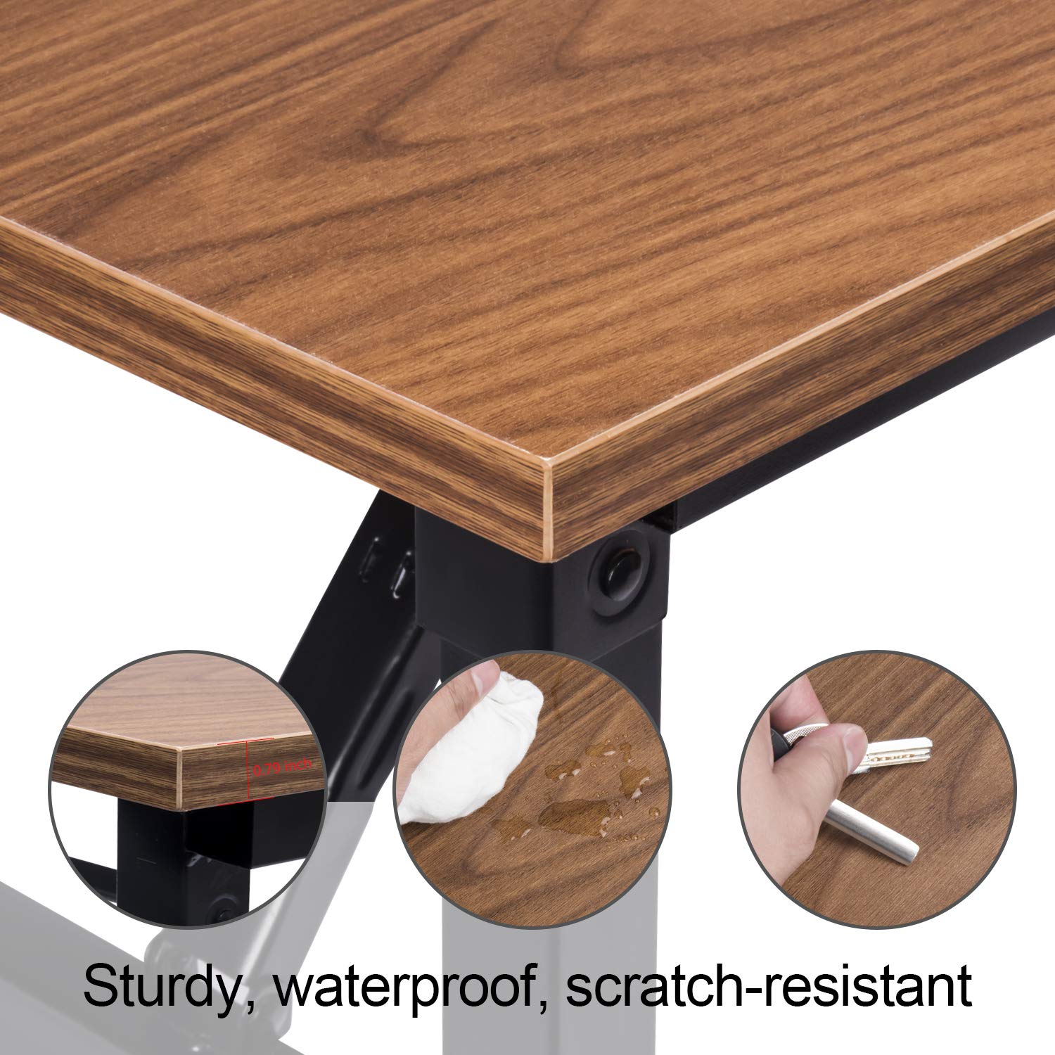 Frylr Folding Computer Desk with Built-in Power Outlets & USB Ports - 43.3