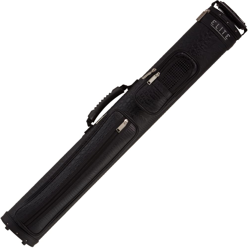 ELITE 2 Butts & 2 Shafts Vinyl Pool Cue Case with Phone Pouch - Durable Billiard Accessory for Pool Players & Tournament Travel