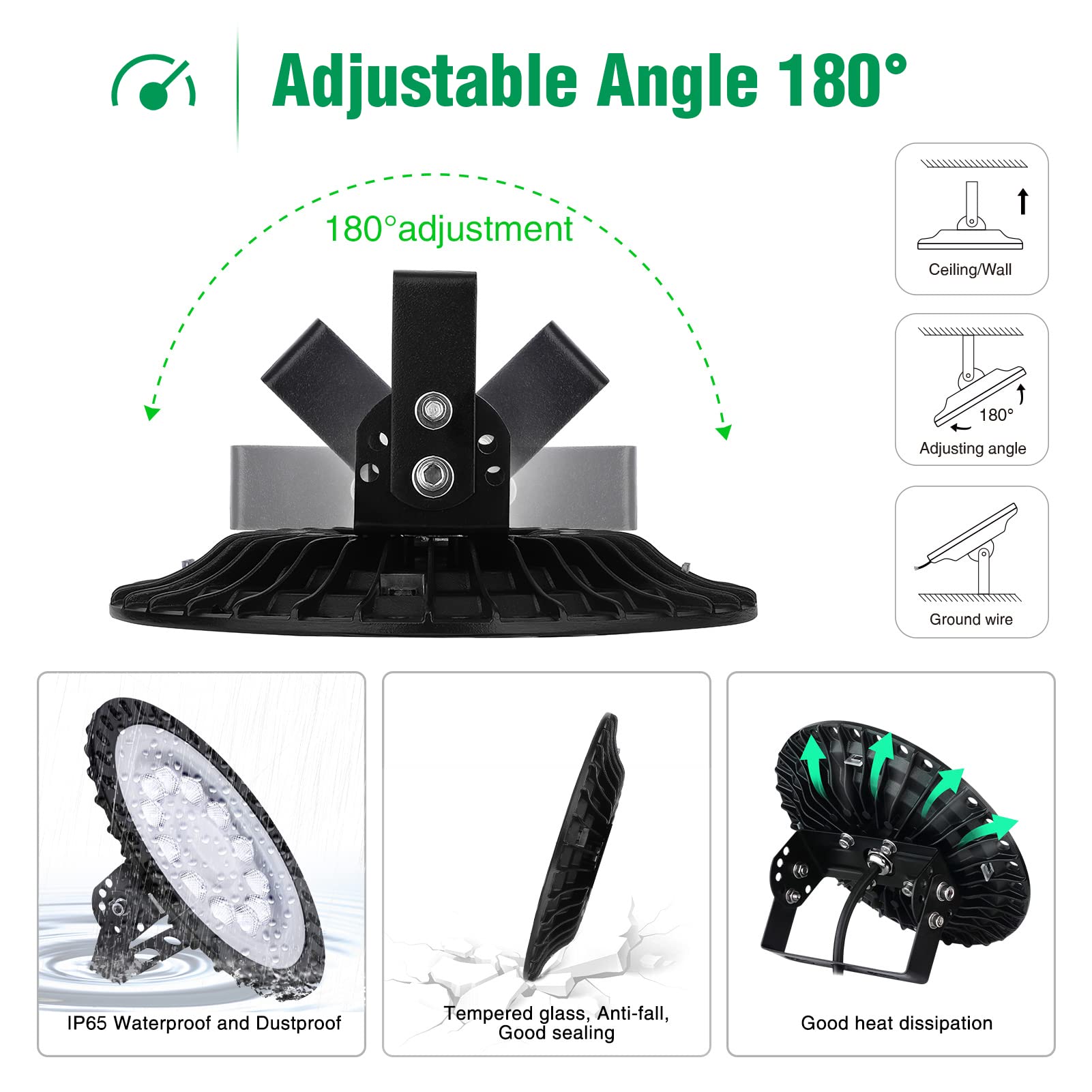 50W LED High Bay Light 10 Pack - 6500K Daylight White, 5000LM UFO High Bay Fixture with Mounting Brackets, IP65 Waterproof - Commercial & Industrial Lighting for Warehouse, Workshop, Garage, Barn (Replaces 200W MH/HPMH/HPS) - Perfect for High-Ceiling Spaces & Energy-Efficient Lighting Solutions