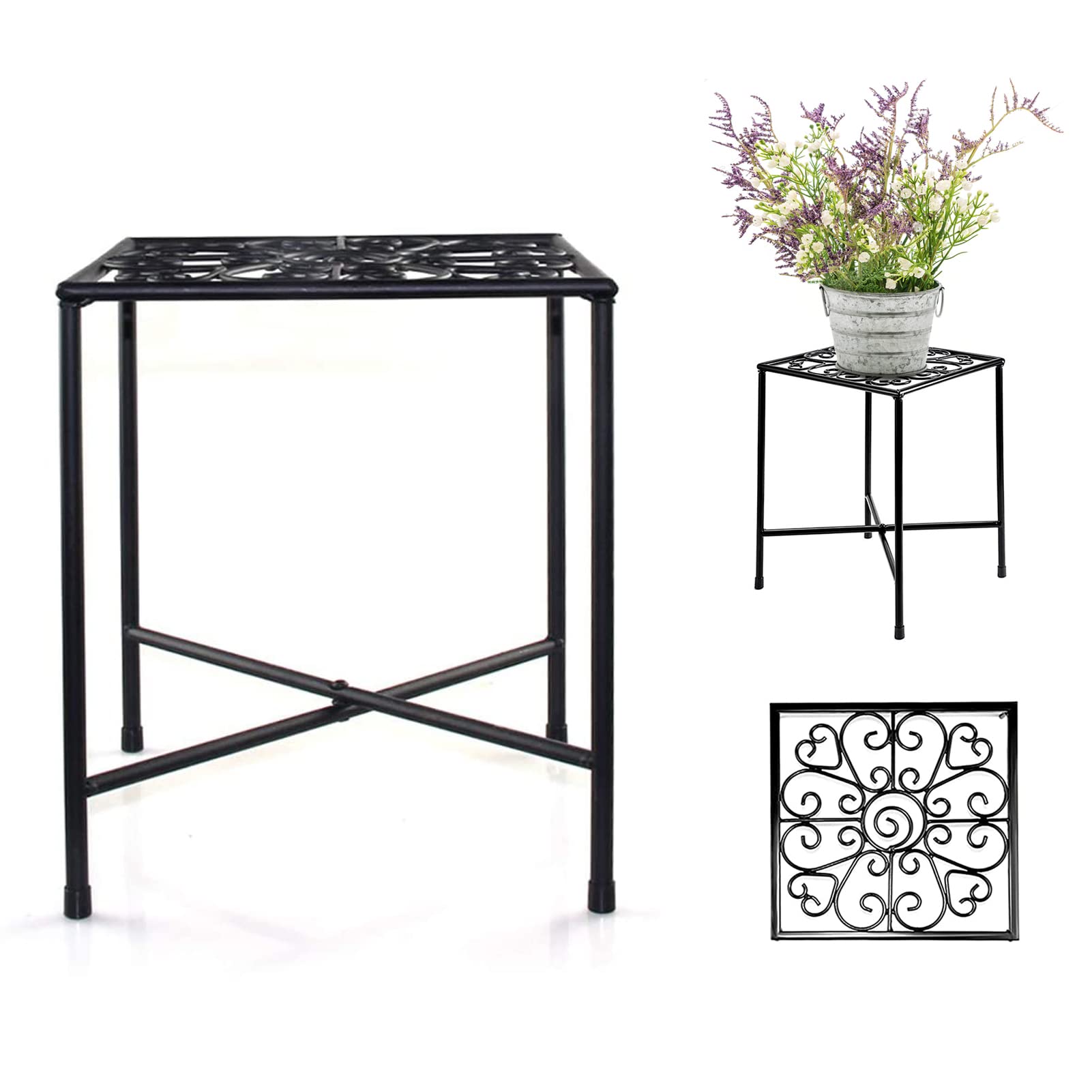 1Pcs Metal Plant Stand - Elegant Art Iron Flower Holder for Home & Garden Decor, Rust-Resistant Black Modern Plant Shelf for Indoor Greenery Display - Easy Assembly - Perfect for Living Room, Patio, or Office Decor