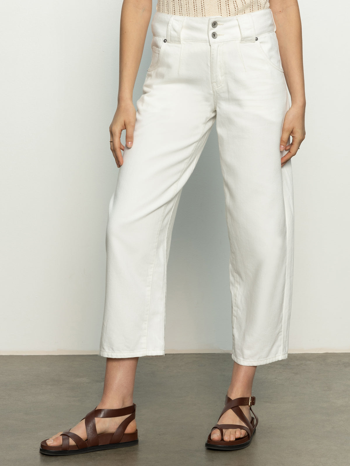Bleached White Side Car Semi High Rise Barrel Jeans for Women - Trendy Vintage Denim Pants for Casual Outfits & Street Style