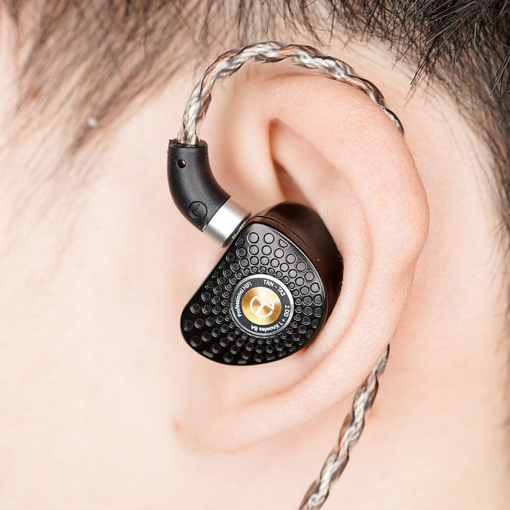 TRN TA3 Hybrid 2DD+1BA Knowles Balanced Armature In-Ear Monitors with Interchangeable 2.5mm/3.5mm/4.4mm Connectors - Perfect for Audiophiles, Musicians & Studio Monitoring