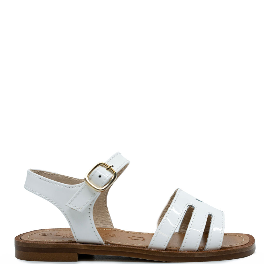 Beberlis Women's White Patent Leather Heart Detail Sandals - Comfortable & Stylish Summer Shoes for Weddings, Dates & Casual Outings