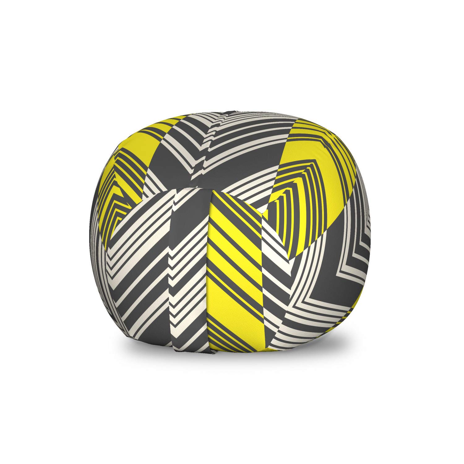 Ambesonne Yellow and White Geometric Chevron Toy Storage Bag Chair - Herringbone Pattern with Angled Lines - Washable Stuffed Animal Organizer for Kids Room, Nursery or Playroom - Small Size in Yellow Cream Grey