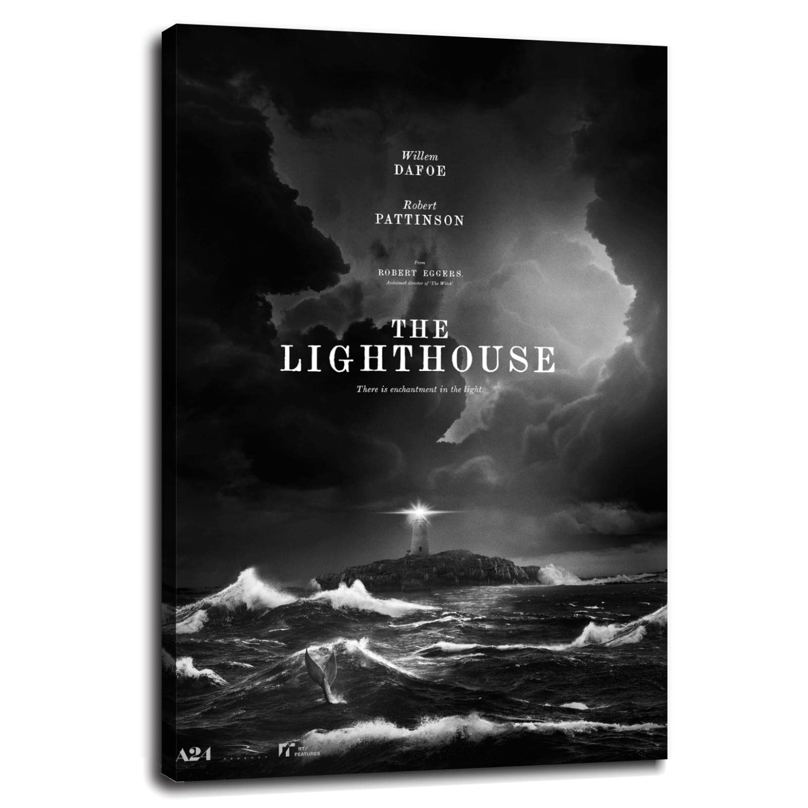The Lighthouse (2019) Movie Poster Canvas Print - Willem Dafoe Cinema Artwork - 36x24 Inch Framed Wall Decor for Home, Office, Bedroom, Dorm & Bathroom - Perfect for Movie Lovers & Coastal Theme Rooms