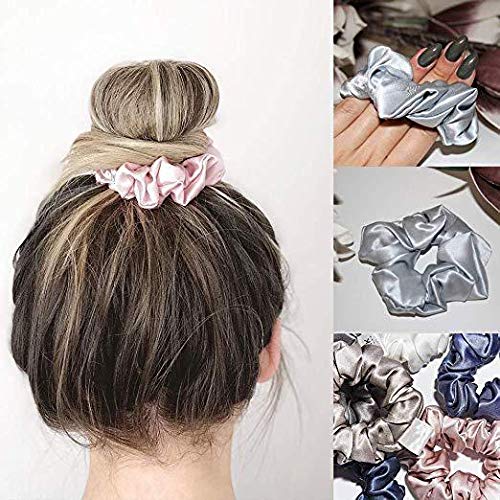 THXSILK Silk Scrunchies for Women - Soft Elastic Hair Ties & Ponytail Holders (6 Colors) - Perfect for Workouts, Office & Everyday Hair Styling
