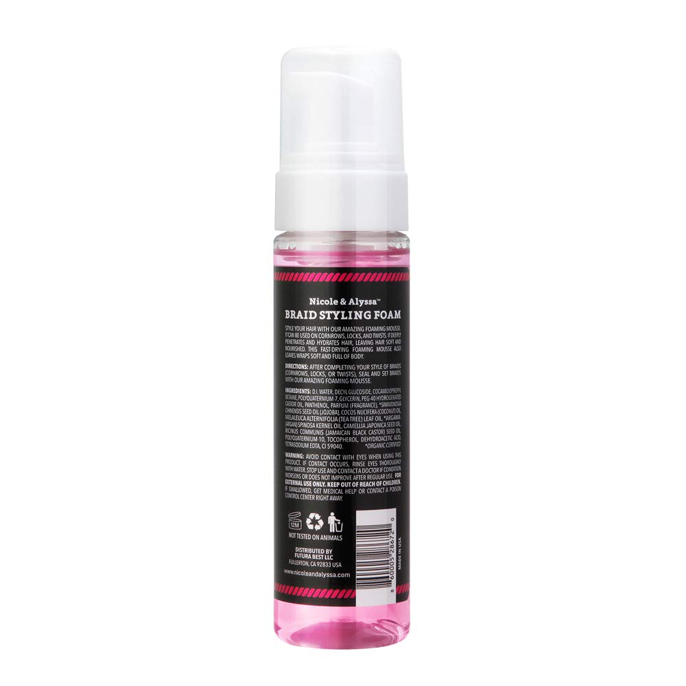 Nicole & Alyssa Braid Foam and Loc Twist Gel Combo - 7.2oz Styling Foam & 7.9oz Holding Gel for Natural Hair - Perfect for Braids, Dreadlocks, and Twist Hairstyles
