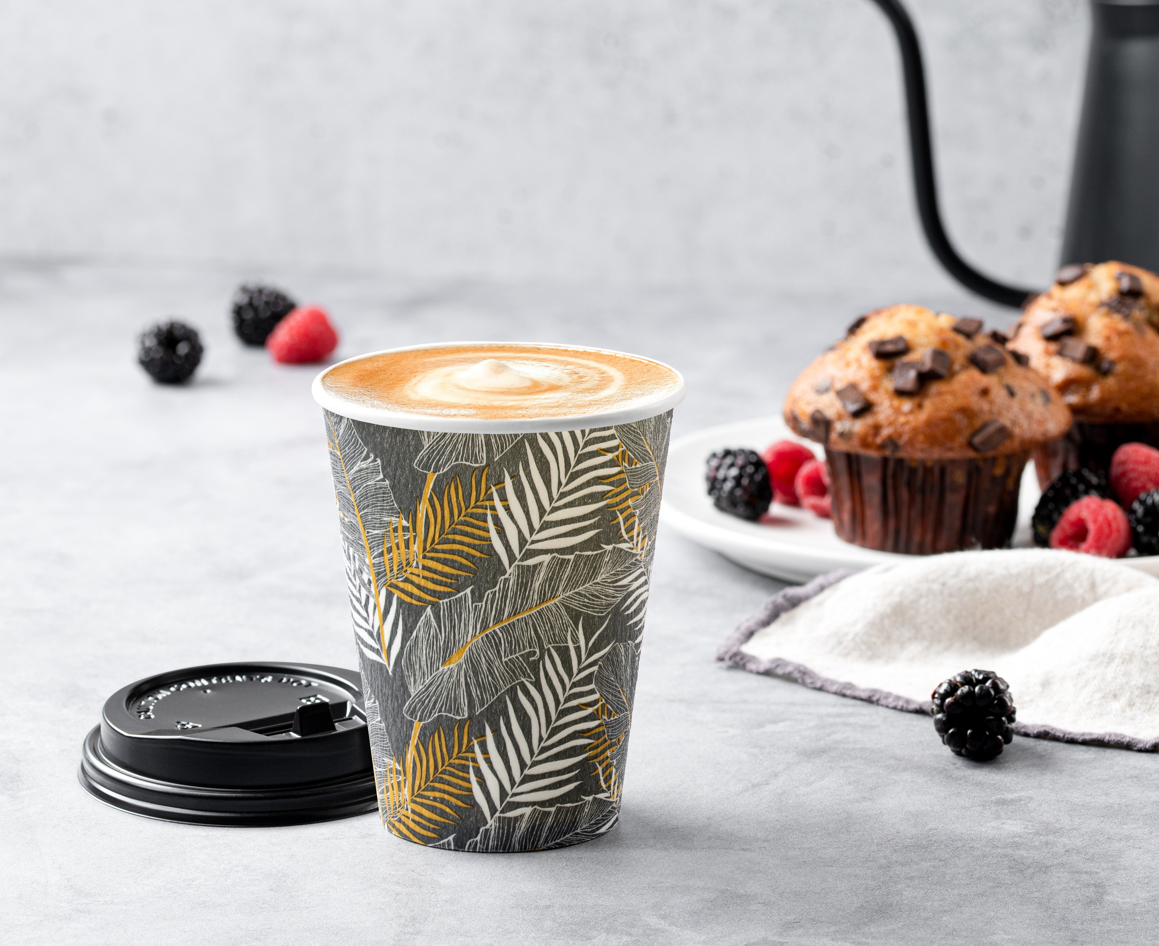 Eco-Friendly Insulated Paper Coffee Cups with Lids - 12oz/16oz Hot & Cold Drink Containers - Perfect for Coffee Shops, Offices, and Takeout Beverages