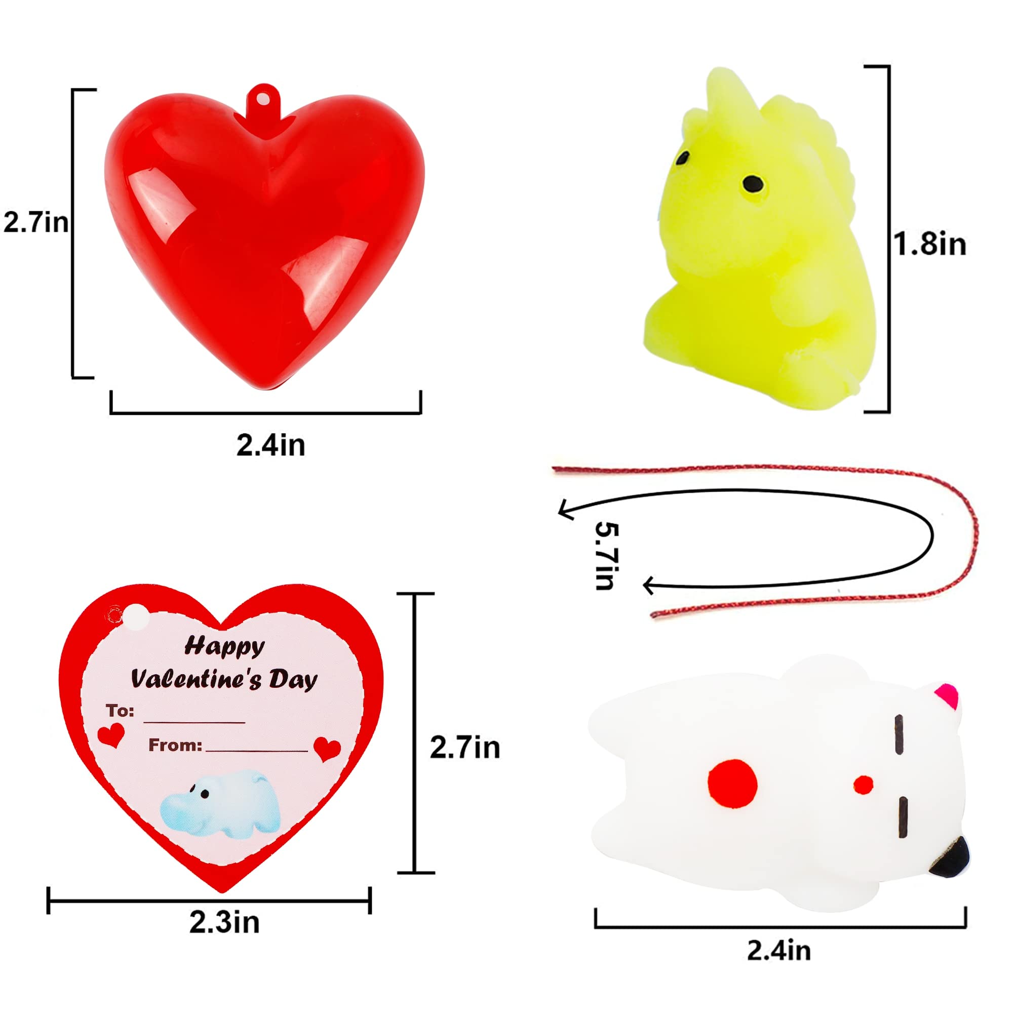 28 Pcs Mochi Squishy Toys with Valentine's Day Cards - Cute Heart-Shaped Stress Relief Gifts for Kids, Perfect for Classroom Exchange, Party Favors & Valentine's Day Celebrations