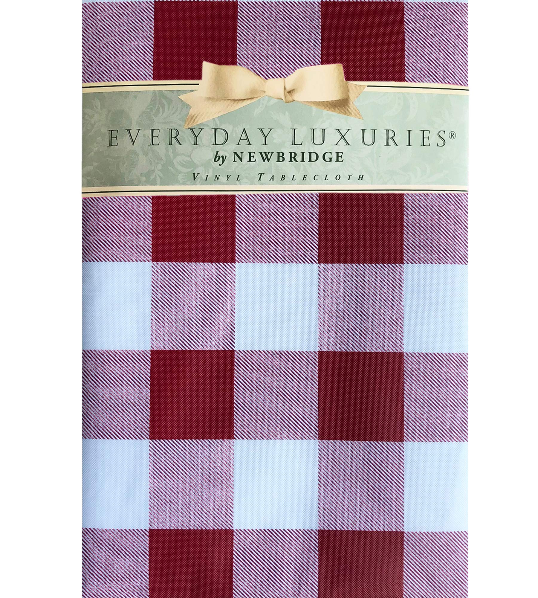 Newbridge Red Buffalo Check Rectangle Vinyl Tablecloth with Flannel Backing - 60 x 120 Inch Waterproof Checkered Table Cover for Indoor & Outdoor Use - Perfect for Picnics, BBQs, Parties, and Cottage Dining