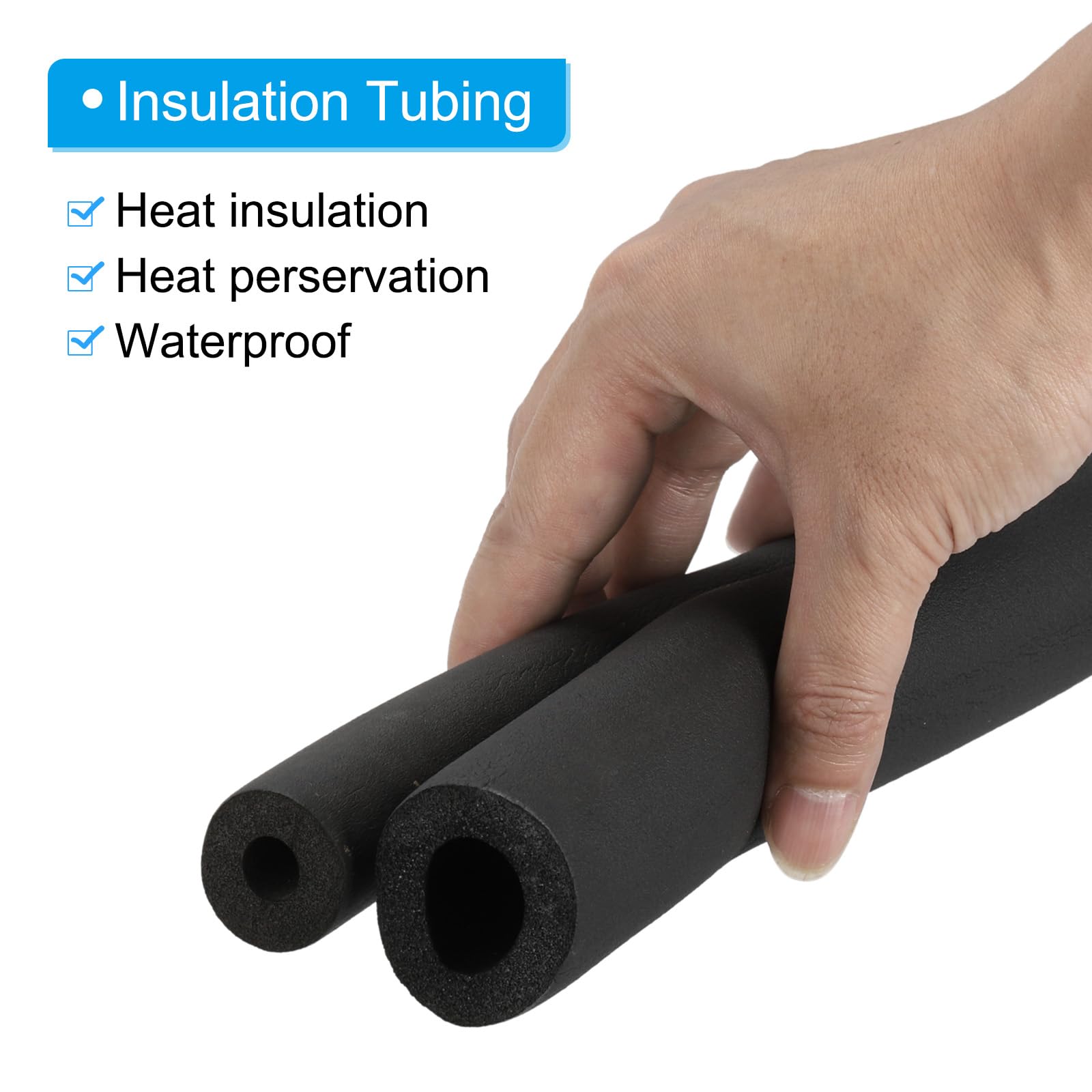 PATIKIL 2 Inch (51mm) ID x 6 Feet Pipe Insulation Foam Tube - HVAC Pipe Cover Wrap Roll, Air Conditioner Insulation Tubing with Handle Grip for Home, Garage & Workshop Pipe Protection