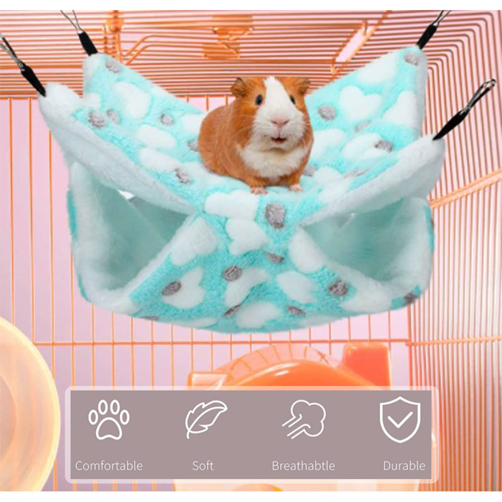 4-Pack Small Animal Hammock Set for Hamsters, Guinea Pigs, Squirrels & Birds - Includes Hanging Bed, Swing, Warm Mat & Plush Tunnel - Cozy Sleeping Nest for Pets - Perfect for Cages, Habitats & Play Areas (Purple)