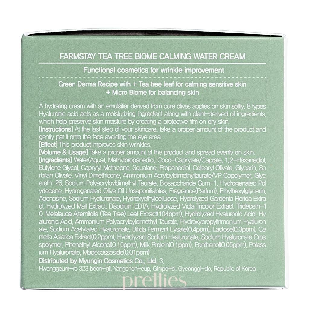 Farmstay Tea Tree Biome Calming Water Cream 80ml - Soothing Moisturizer for Acne-Prone & Sensitive Skin - Perfect for Daily Skincare Routine & Post-Treatment Care