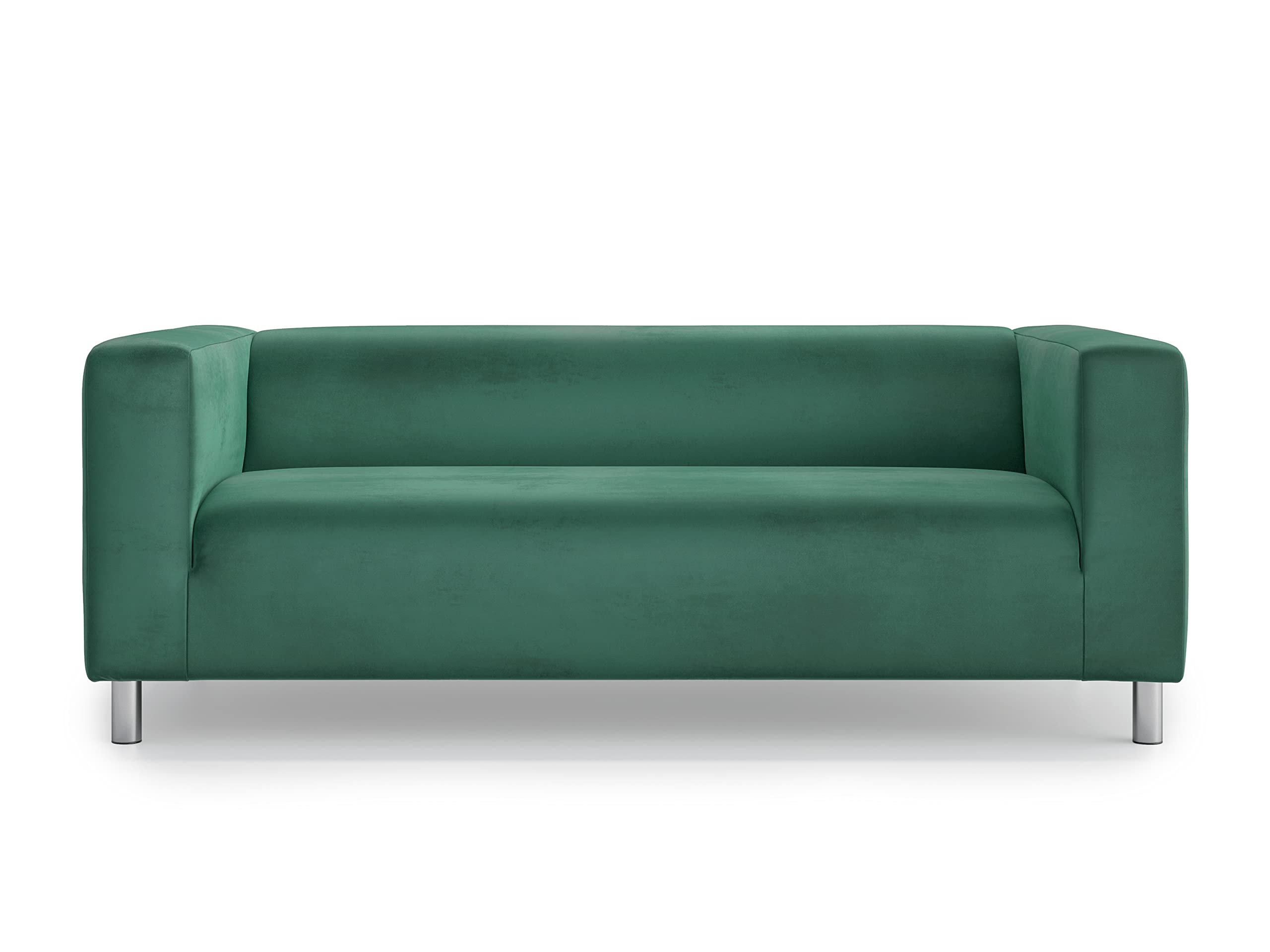 MASTERS OF COVERS Snug Fit Classic Velvet Sofa Slipcover for IKEA Klippan 2-Seater Loveseat - Green Velvet Replacement Cover | Perfect for Living Room, Bedroom & Home Decor