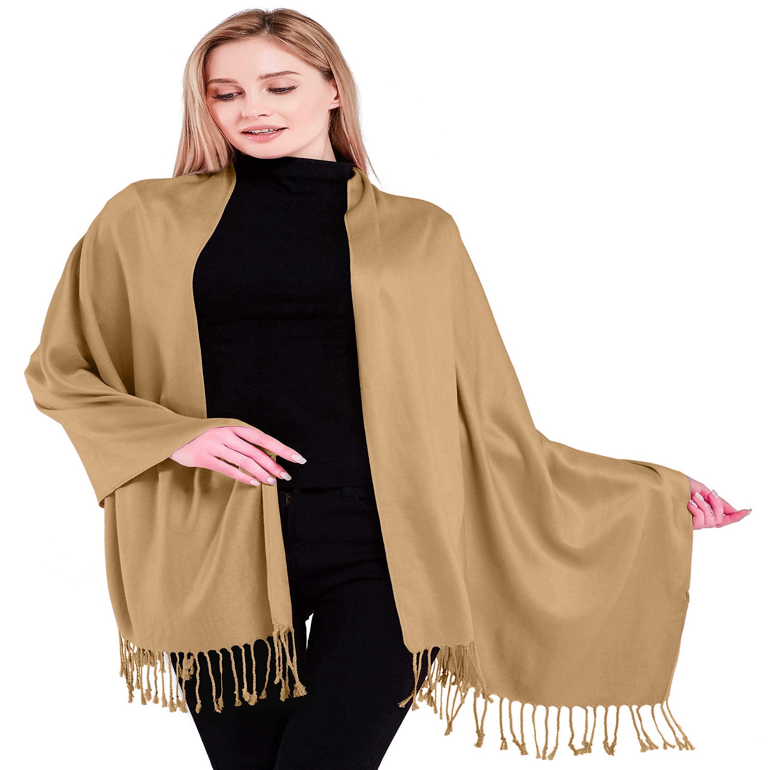 Handmade Nepalese Pashmina Shawl - Solid Color Scarf Wrap & Stole - Soft & Warm Cashmere Blend - Perfect for Winter, Gifts & Boho Fashion - Made in Nepal