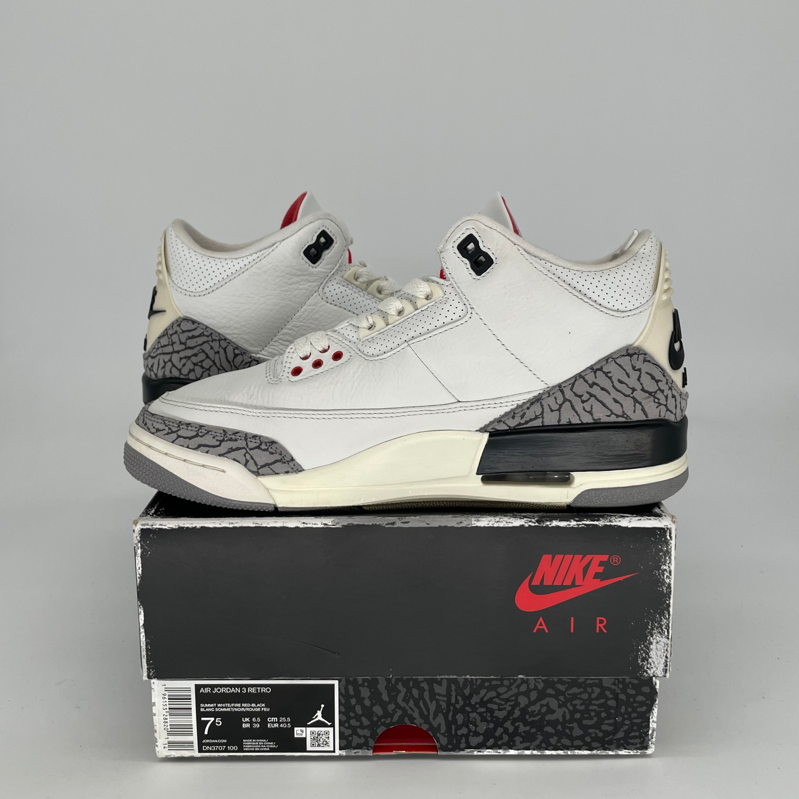 AIR JORDAN 3 White Cement Reimagined Retro Sneakers - Men's Size 7.5/Women's Size 9 (DN3707-100) - Authentic Basketball Shoes for Streetwear & Casual Outfits