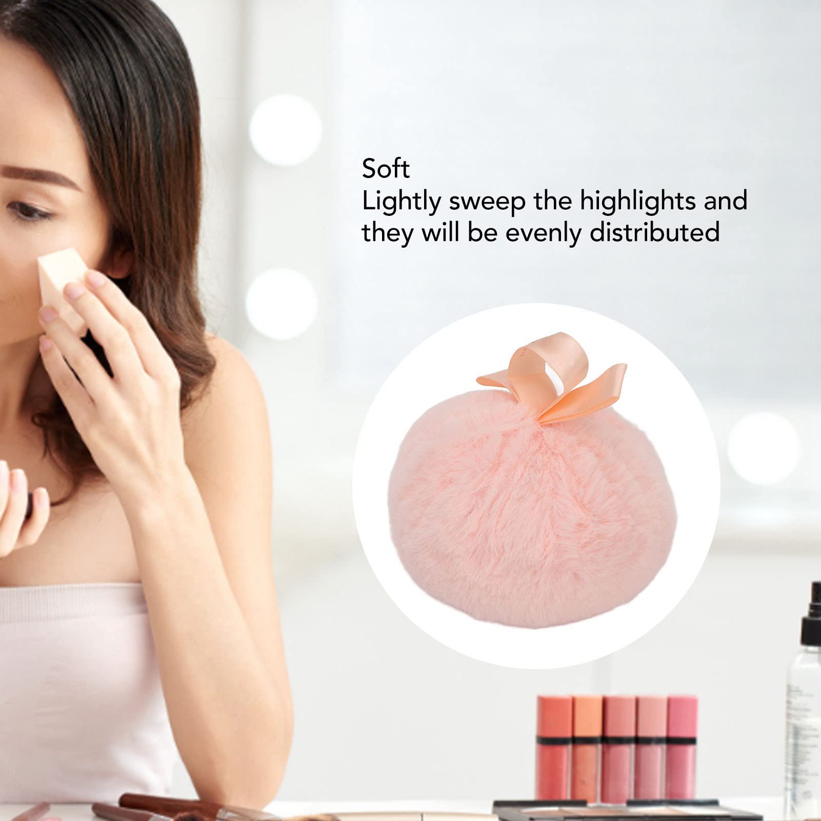 Premium Large Fluffy Powder Puff for Face & Body - Soft Makeup Puff Ball for Loose Powder & Highlighting - Ideal Cosmetic Gift for Women (Pink) - Perfect for Daily Makeup & Professional Beauty Routines