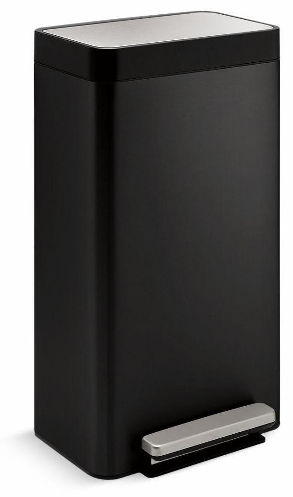 8 Gallon Stainless Steel Step Trash Can with Lid - Black Stainless Steel Kitchen Garbage Bin for Home, Office & Bathroom | Durable & Odor-Proof Waste Container | Model 20941 BST by Kohler