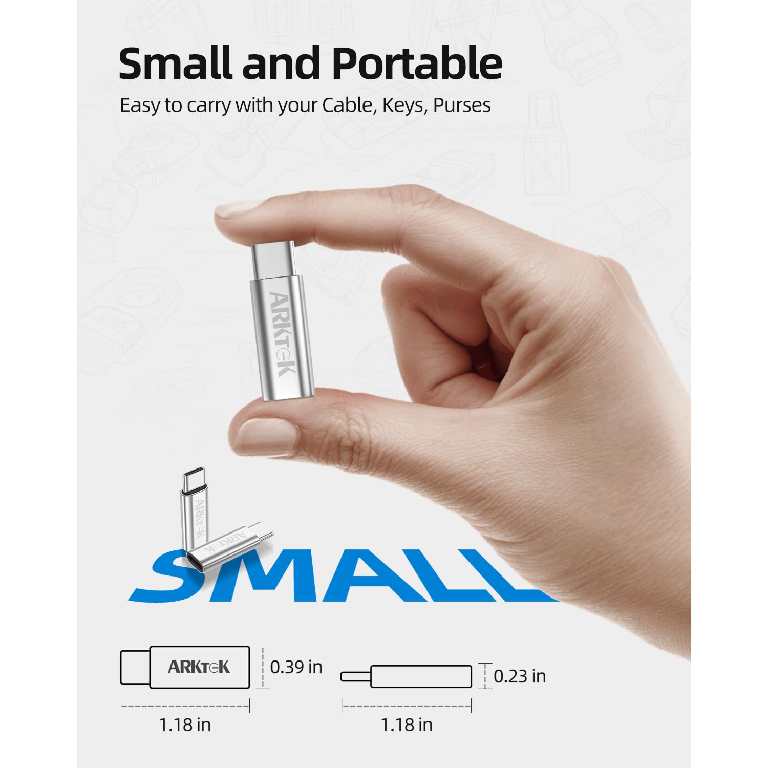 ARKTEK USB-C to Lightning Charging Adapter (2 Pack, Silver) - Compatible with iPhone 16/15 Series, Galaxy S24/Note 20, Pixel 8 - Fast Charging Converter for Phones & Tablets - Perfect for Travel, Home & Office Use