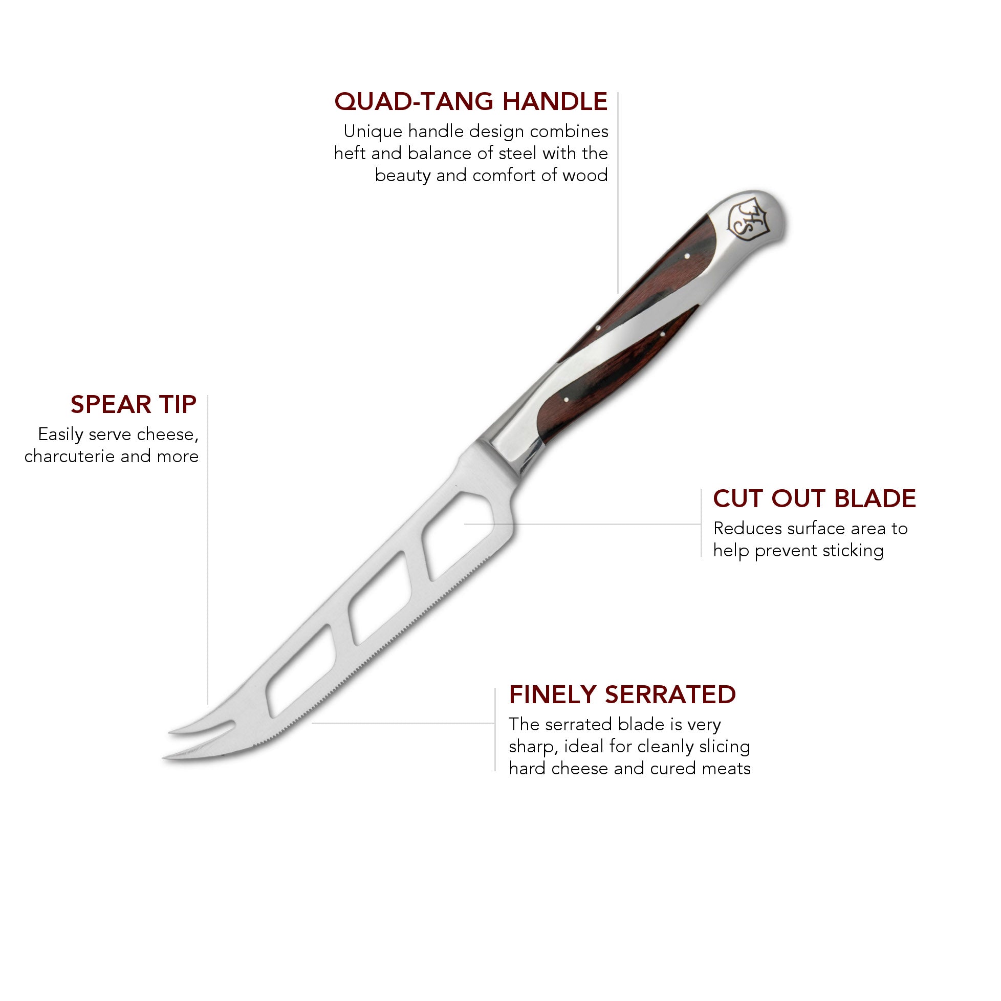 Premium Hammer Stahl 5-Piece Cheese Knife Set - Stainless Steel Cheese Slicer & Cutter for Hard & Soft Cheeses - Perfect for Charcuterie Boards, Wine Pairings & Entertaining