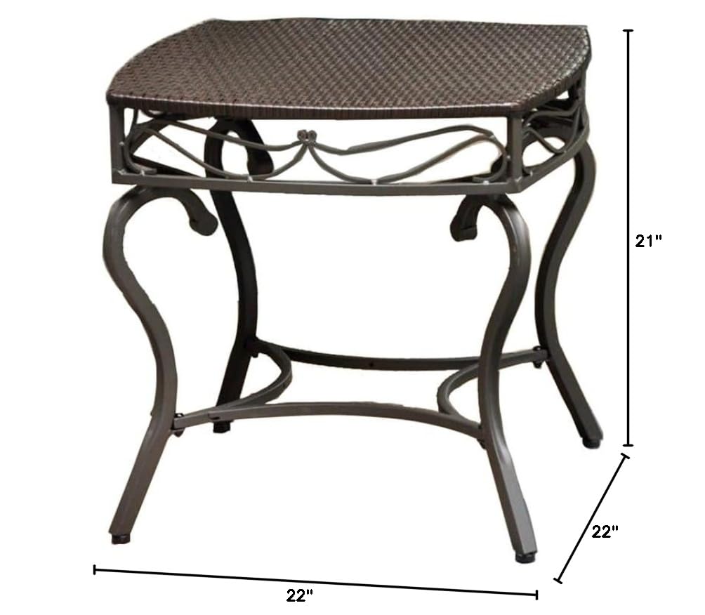 Pemberly Row Metal Patio Side Table - Chocolate Matte Brown Finish - Outdoor Garden, Poolside, Deck & Balcony Accent Table