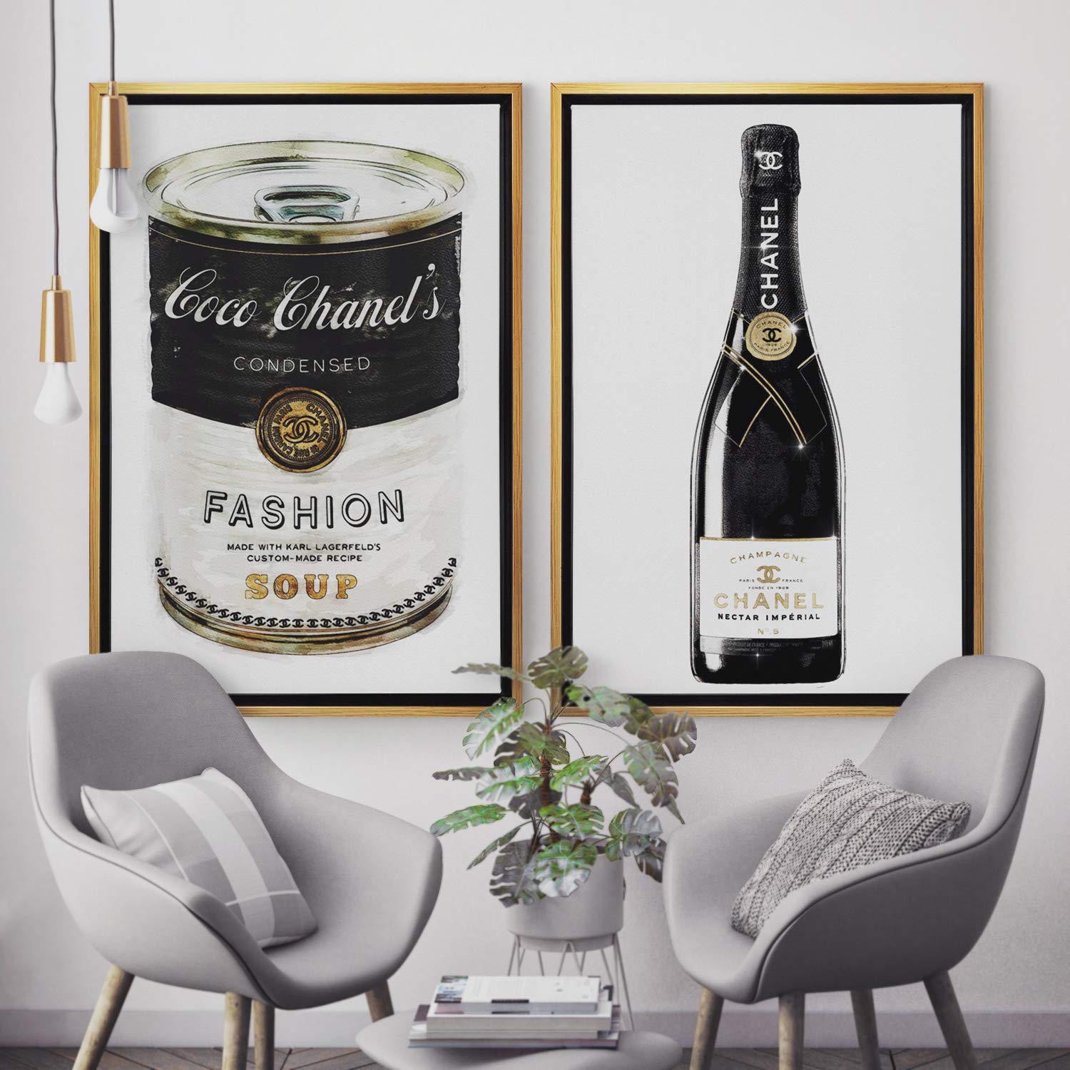 Oliver Gal Artist Co. Couture Road Sign Rococo Fashion Soup Wall Art - 10x15 Inches White Framed Canvas Print - Perfect for Living Room, Bedroom & Office Decor