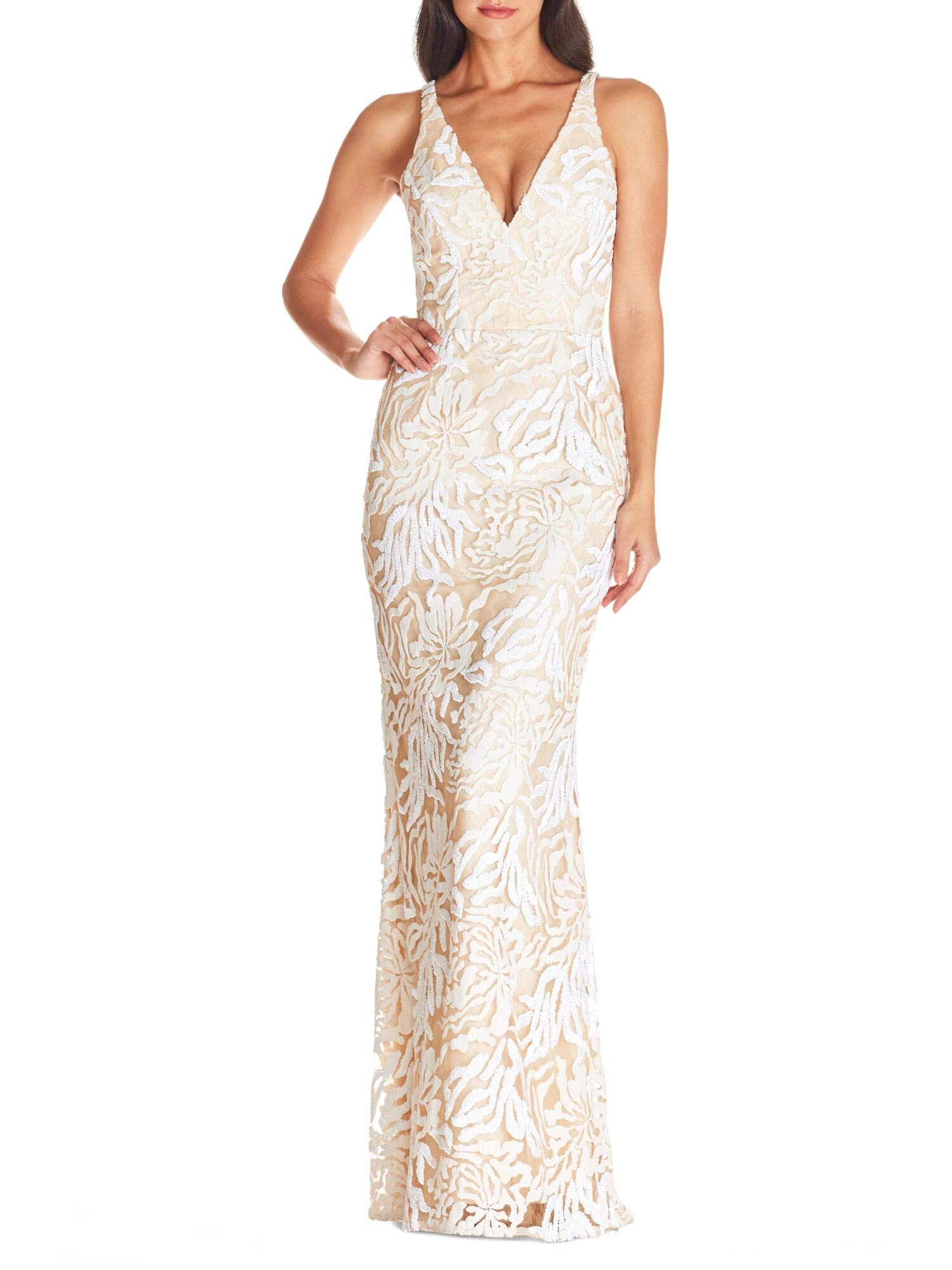 Dress the Population Women's Mermaid Evening Gown - Elegant Formal Dress for Prom, Wedding & Special Occasions | Flattering Bodycon Silhouette with Lace Details