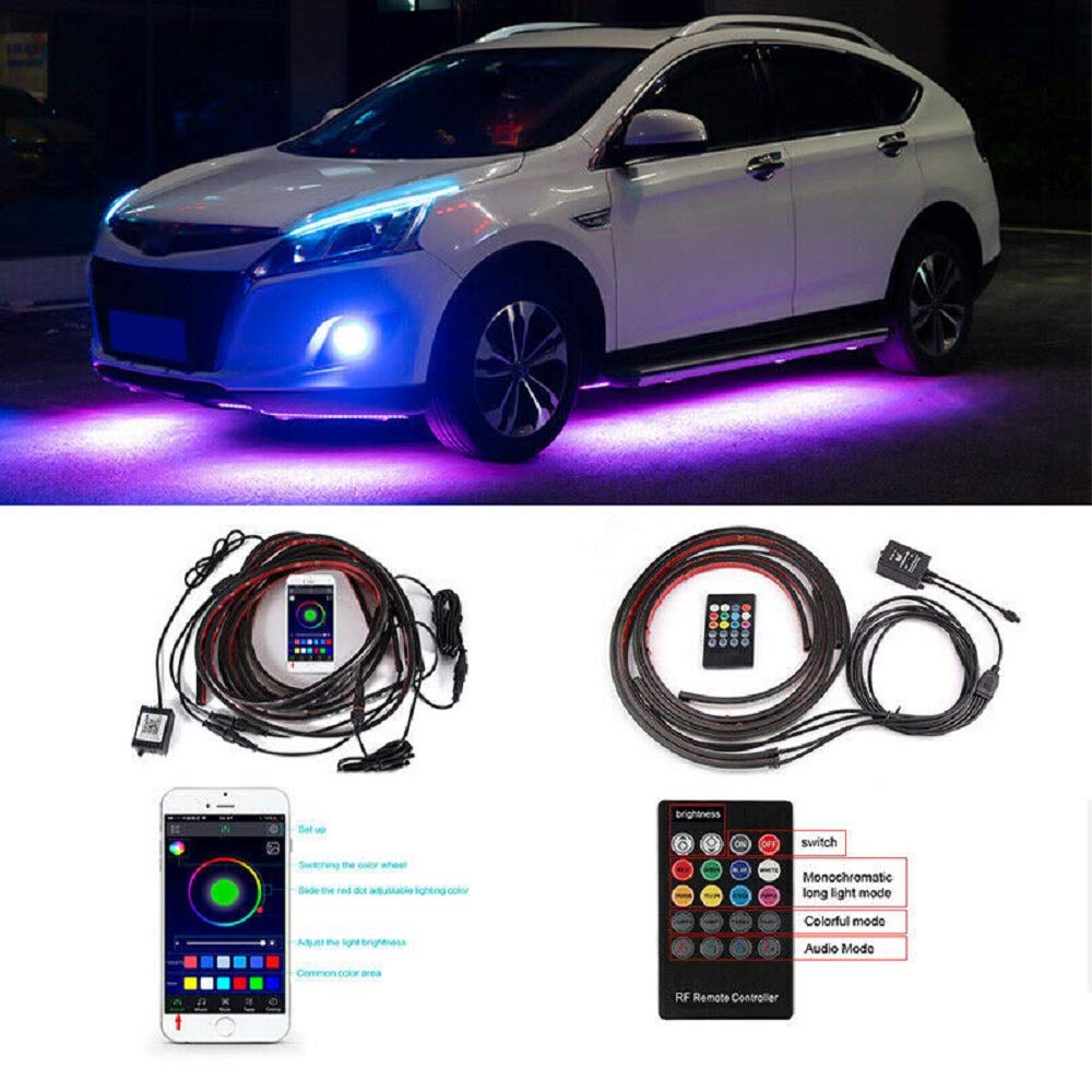 4pcs Car LED Strip Light Kit - APP Control, 2x90cm + 2x120cm Interior & Exterior Atmosphere Lighting for Cars, Trucks, SUVs - Perfect for Night Driving, Car Shows & Custom Vehicle Decoration
