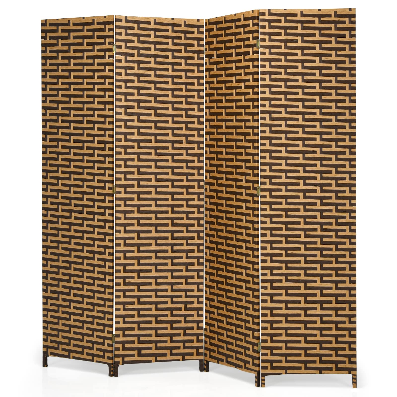 Handmade 6 Ft 4 Panel Rattan Room Divider - Wood Folding Screen Partition for Home & Office - Freestanding Boho Room Separator for Bedroom, Living Room, Studio or Dorm Decor