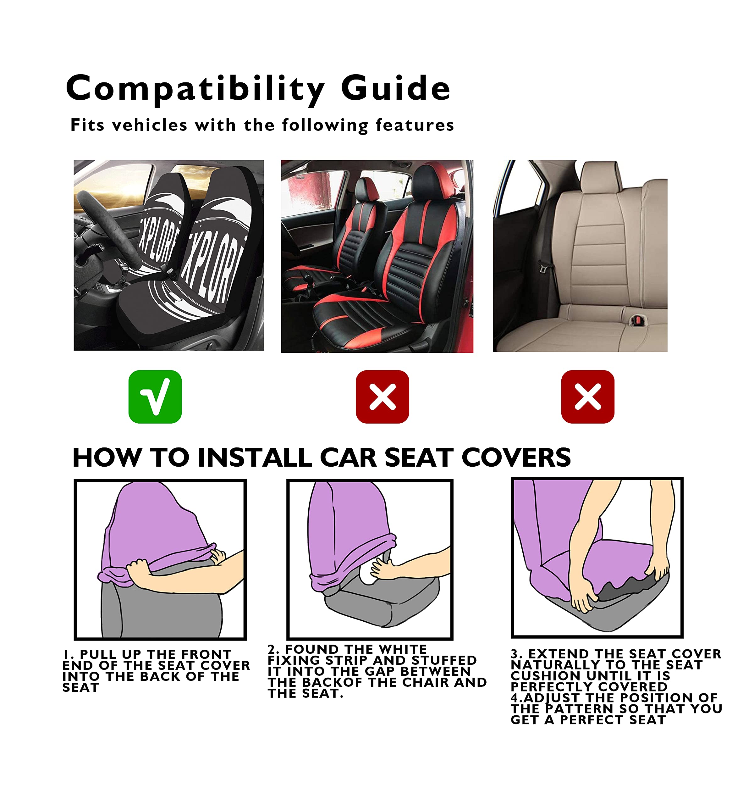 Universal Stretch Car Seat Covers for African American Girls - 2-Piece Full Front Bucket Seat Protectors Fits Most Cars, Sedans & Vans | Perfect for School Drop-offs, Road Trips & Daily Commutes