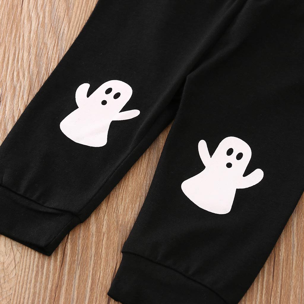 Baby Boy Halloween Outfit 3Pcs Set - Ghost Print Romper & Hat for First Halloween