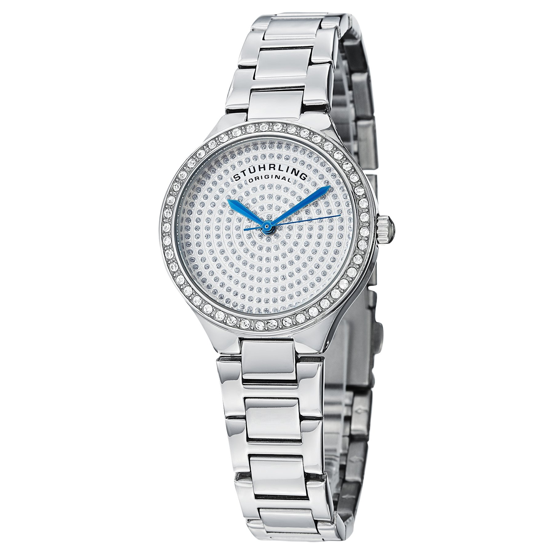 Stuhrling Original Women's 683.01 Symphony Swiss Quartz Watch with Crystal Dial & Silver Band - Elegant Dress Watch for Business, Party & Special Occasions