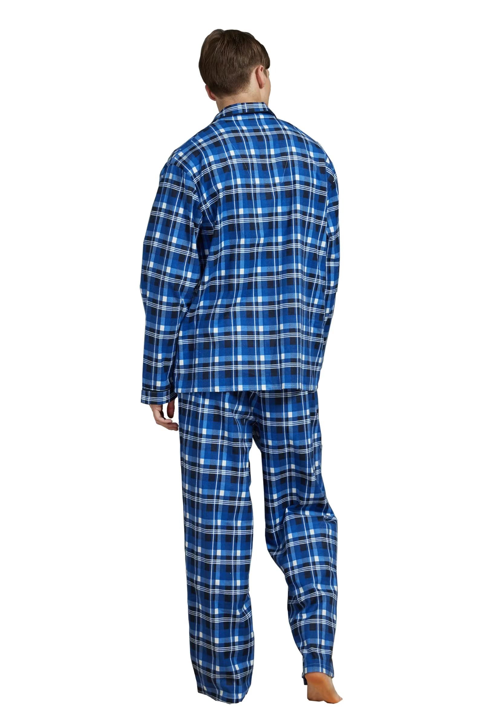 Men's 100% Cotton Flannel Pajama Set with Pockets & Drawstring - Soft & Comfortable Sleepwear for Lounging at Home or Winter Nights