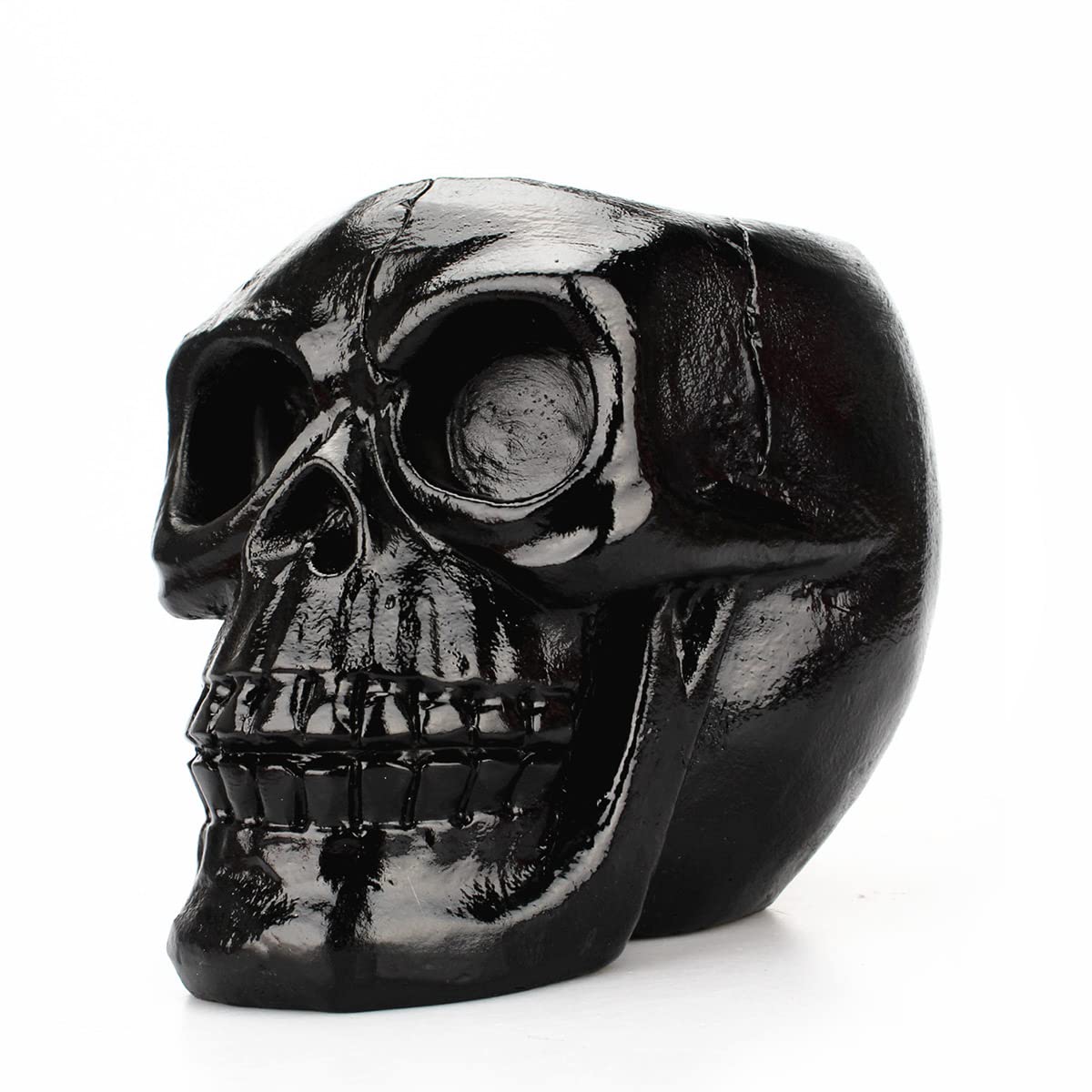 Skull Head Makeup Brush Holder - Cosmetic Organizer & Pen Stand for Bathroom, Dressing Room, Desk & Dorm | Black Makeup Accessory Storage for Brushes, Pencils & Beauty Tools