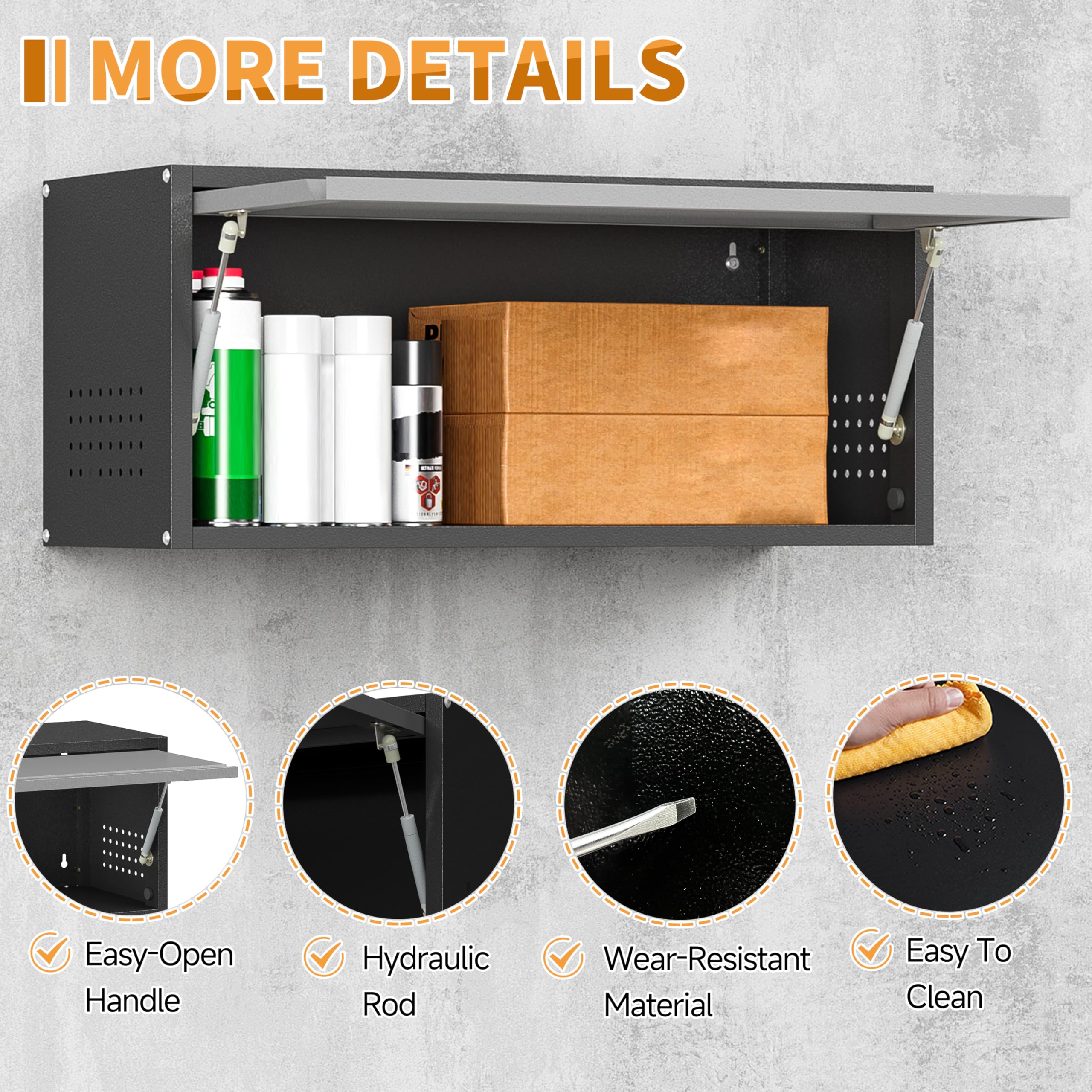Black Metal Wall Cabinet with Door & Pegboard - 13.8