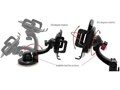 Universal Car Phone Mount Holder - 360° Rotating Windshield & Dashboard Suction Cup Stand for Samsung Galaxy J3/J7 V, J3 Mission Eclipse - Hands-Free Driving & GPS Navigation Accessory
