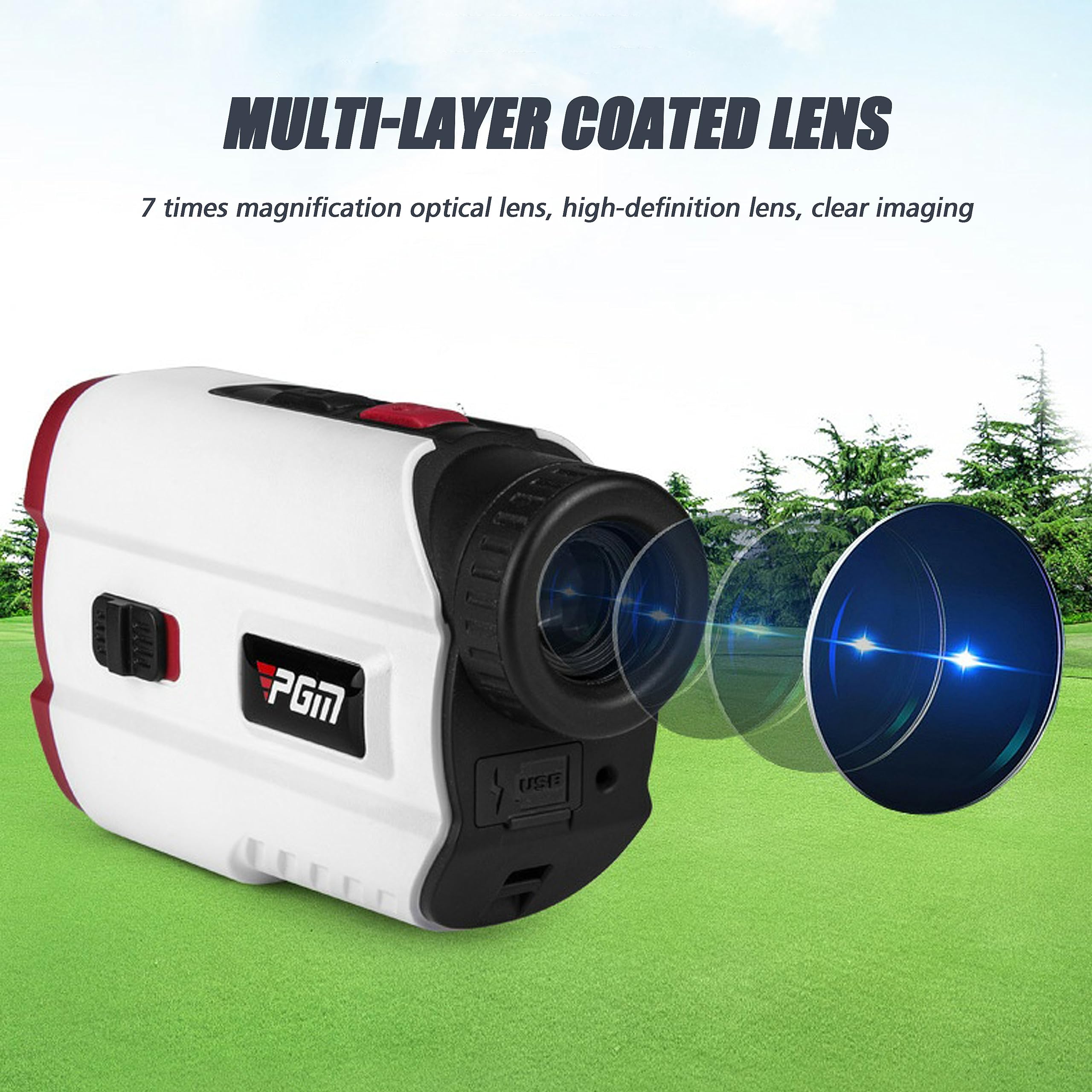 PGM Golf Rangefinder with Slope | 600 Yard Laser Range Finder | 7X Magnification | Flag Lock & Vibration | Golf Gifts for Men | Perfect for Tournament Play & Course Practice