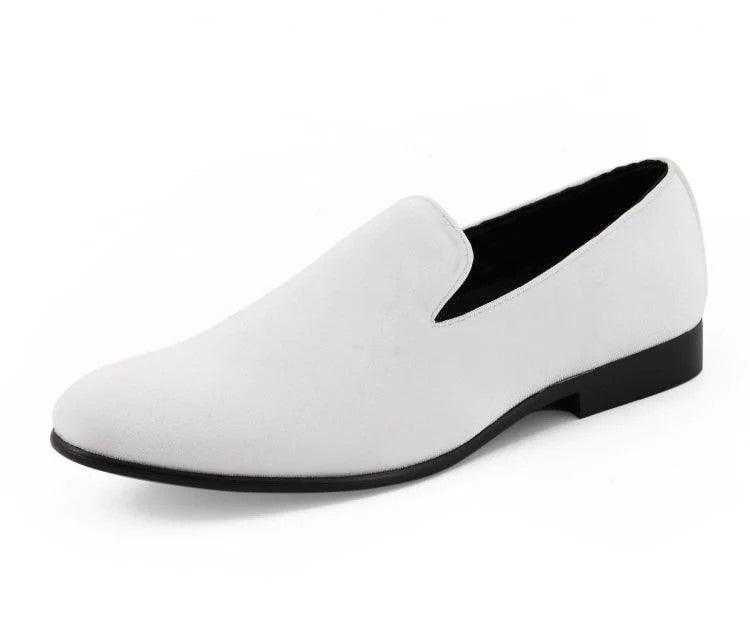 Luxury White Suede Smoking Slipper Shoes for Men - Comfortable Indoor & Outdoor Loafers - Perfect for Weddings, Parties and Relaxing at Home