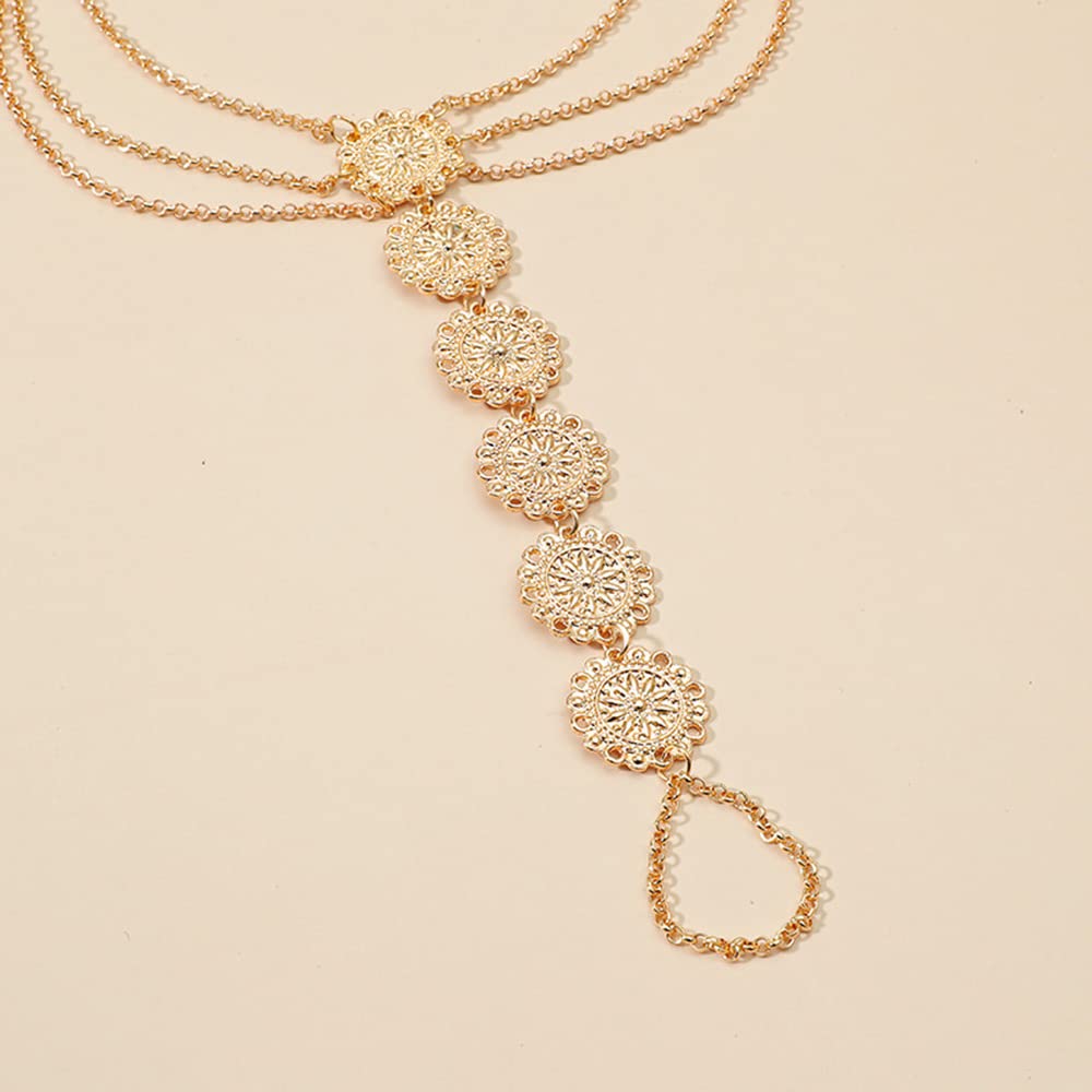 Bohemian Coin Body Chain for Women - Sexy Layered Back Necklace Jewelry, Bikini Harness Accessories for Beach, Festival & Summer Outfits
