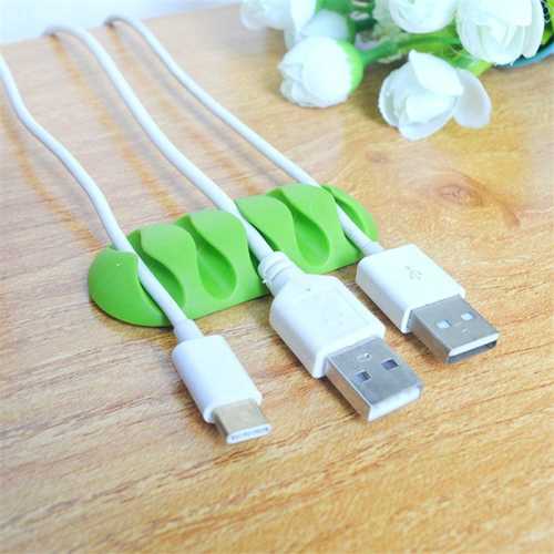 Bakeey 5-Slot Sticky Silicone Desktop Organizer - Earphone & USB Cable Holder for Desk, Office, Home, and Car Use - Perfect for Cable Management and Workspace Organization