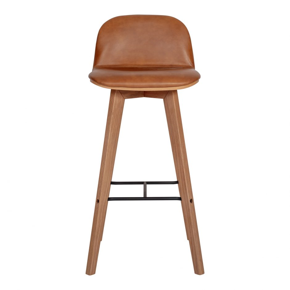 Premium Napoli Bar Stools with Genuine Tan Leather Upholstery - Perfect for Home Bars, Kitchen Islands & Modern Dining Spaces