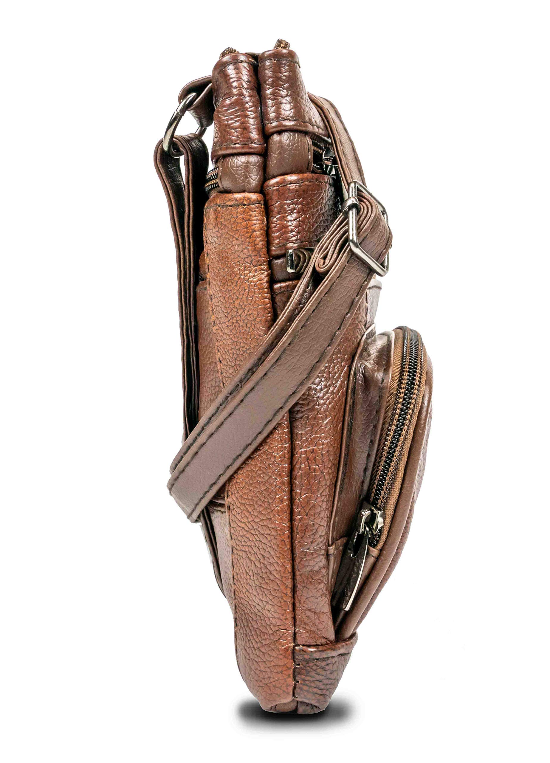 Krediz Genuine Leather Crossbody Bags for Women - Adjustable Strap Multi-Pocket Shoulder Purse - Soft & Durable Handbag for Daily Use, Travel & Shopping