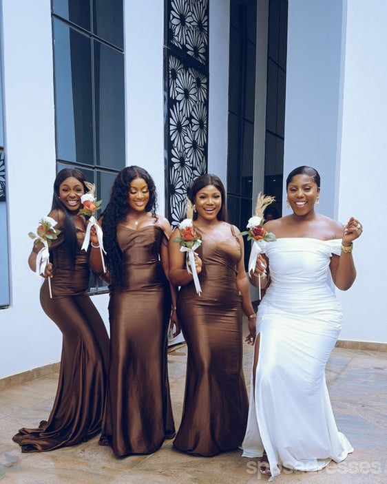 Elegant Mismatched Chocolate Mermaid Maxi Bridesmaid Dresses for Wedding Party - WG1798 | Formal Evening Gowns for Beach Weddings, Prom & Special Occasions