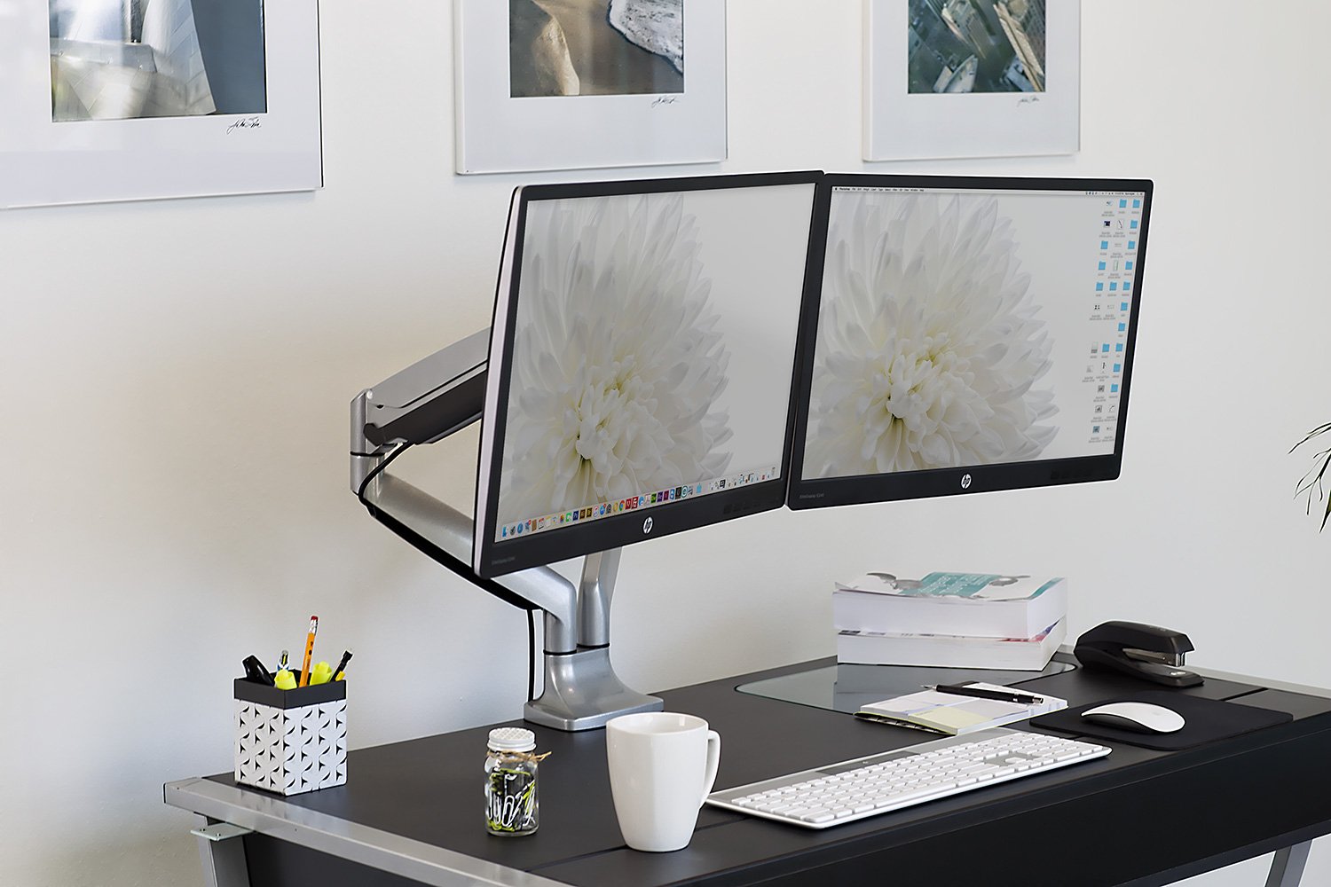 Mount-It! (MI-1772) Dual Monitor Arm Stand - Adjustable Gas Spring Mount for 2 Screens up to 32