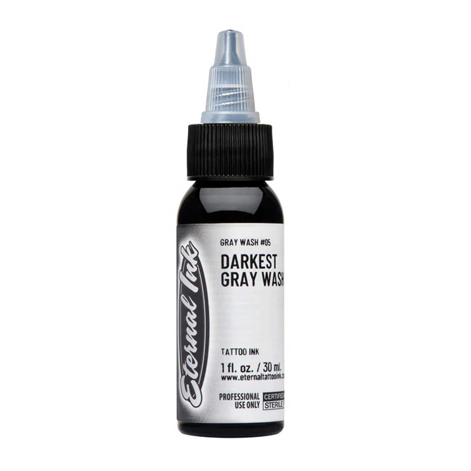 Darkest Gray Wash Eternal Ink - 4 oz Bottle for Tattoo Artists & Permanent Makeup | Professional Tattoo Ink for Fine Line Work & Shading