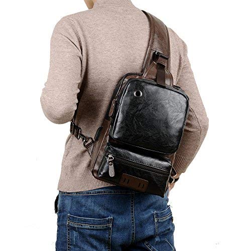 Vintage PU Leather Sling Backpack for Men & Women - Cycling & Travel