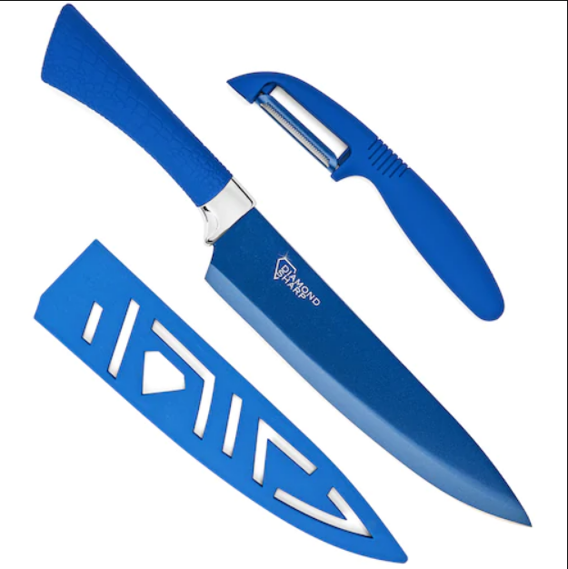 Premium Diamond Sharp Knife - Ultra Sharp Stainless Steel Kitchen Knife for Slicing, Dicing & Chopping - Perfect for Home Chefs, BBQ & Camping