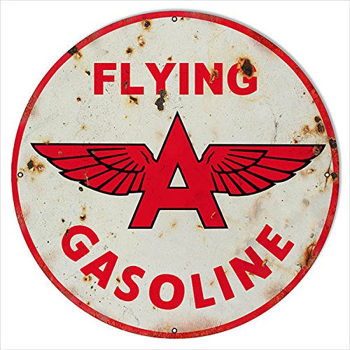 Vintage 30 Round Flying A Gasoline Motor Oil Metal Sign - Retro Garage Decor, Man Cave Wall Art, Gas Station Collectible for Home & Office